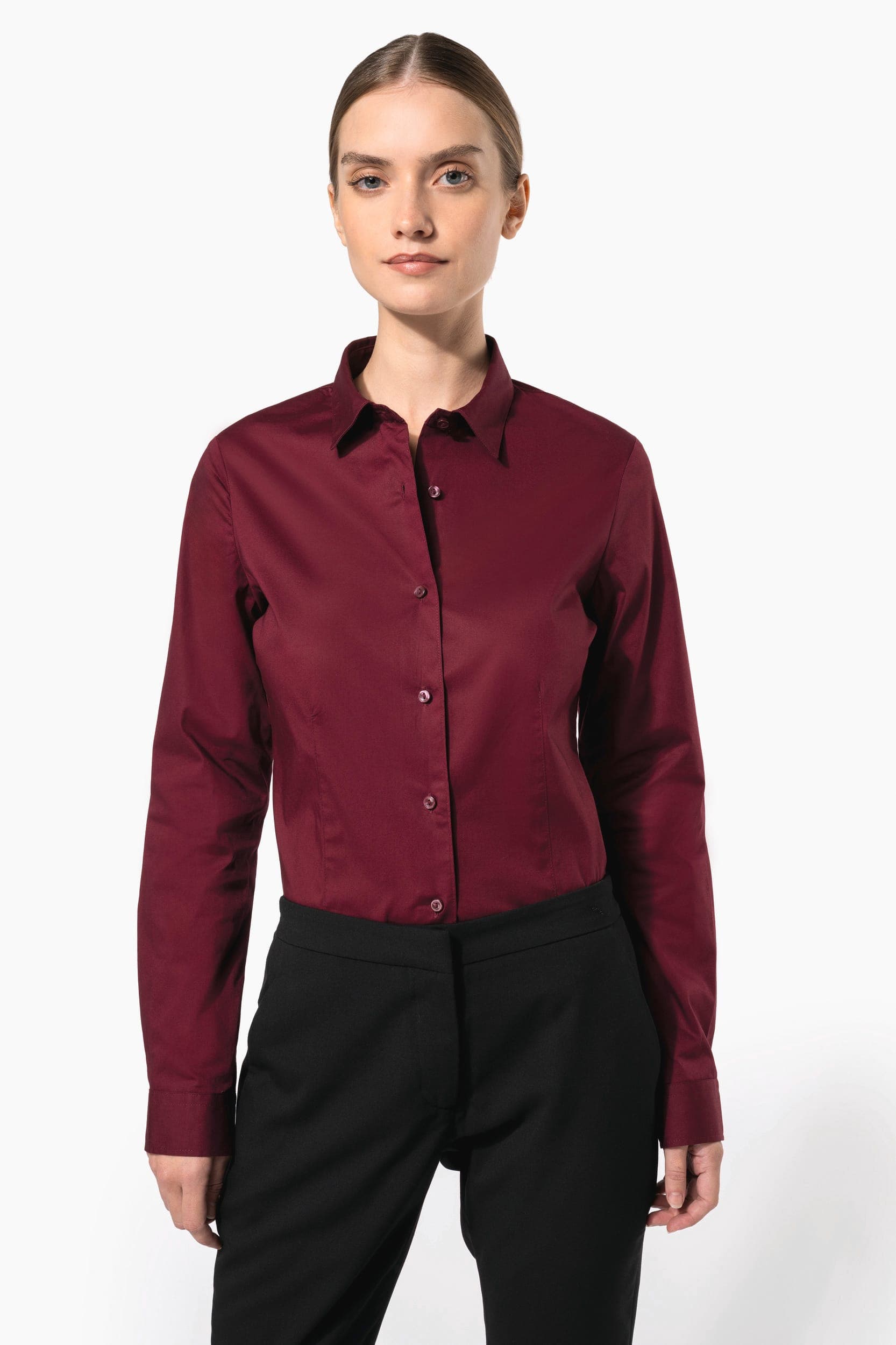 Chemise coton / élasthanne manches longues femme Kariban