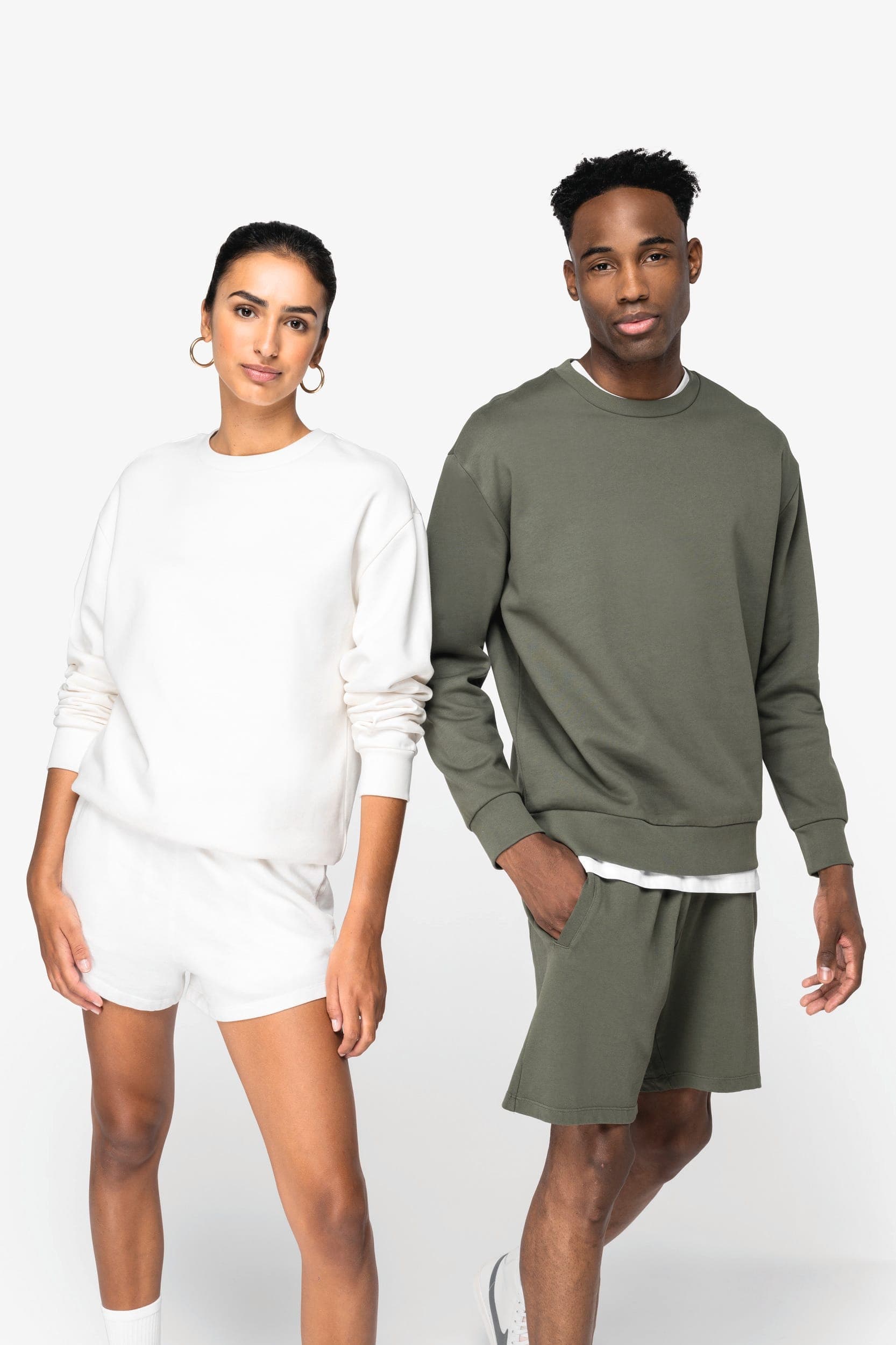 Sweat-shirt écoresponsable à col rond à épaules tombantes molleton gratté unisexe Native Spirit