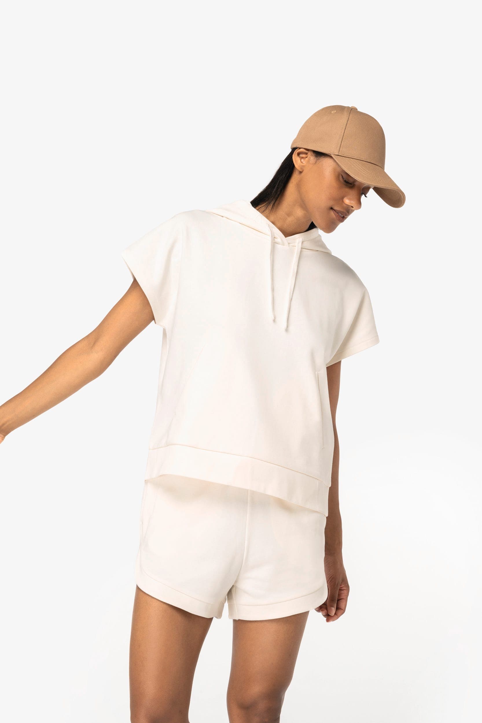 Sweat-shirt écoresponsable à capuche oversize sans manches French Terry femme Native Spirit