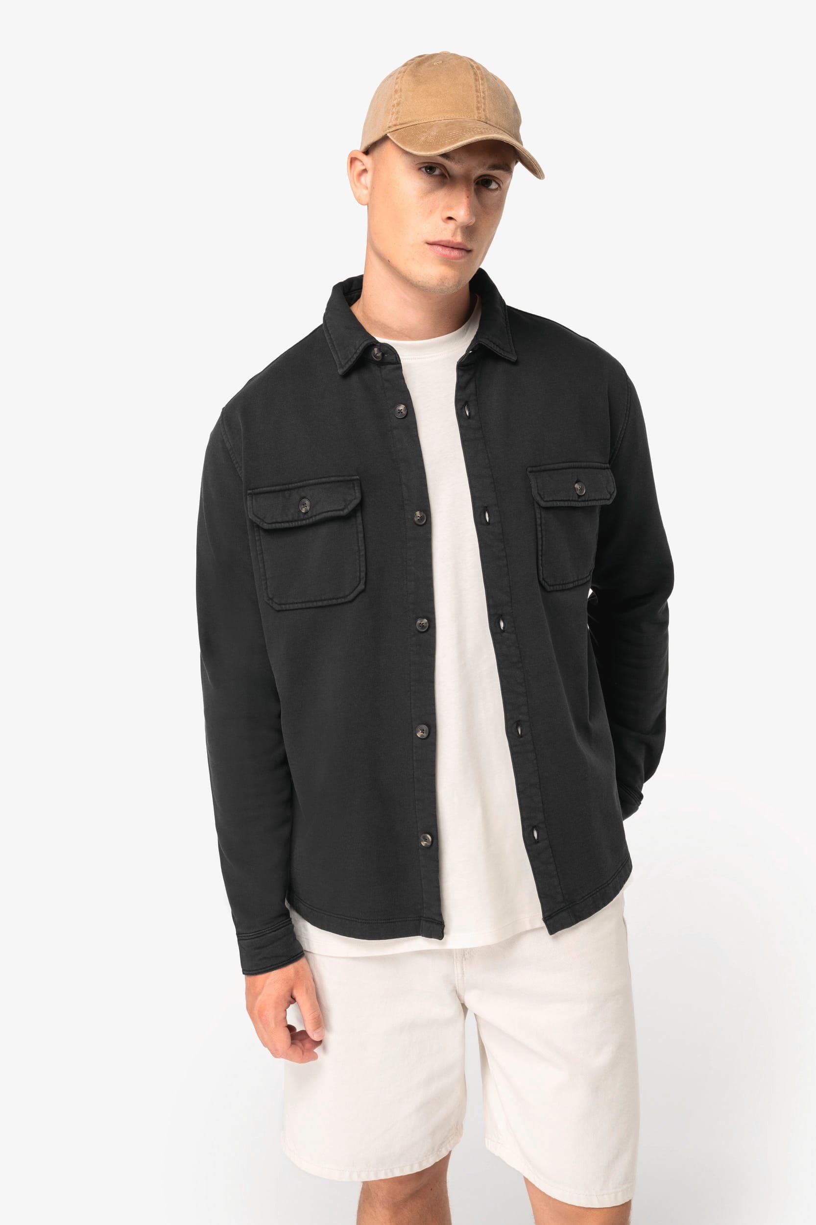 Surchemise écoresponsable délavée en molleton gratté homme Native Spirit