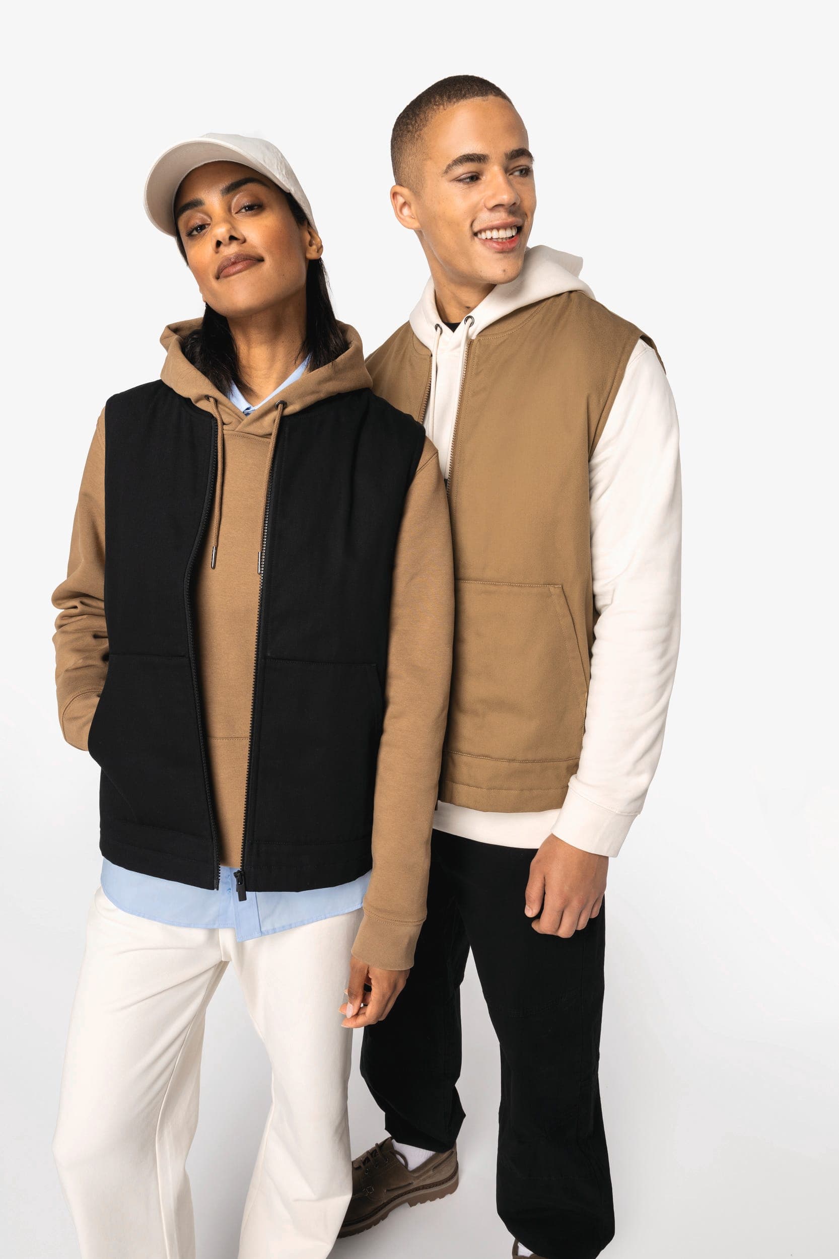 Bodywarmer rembourré en sergé écoresponsable à col teddy unisexe Native Spirit