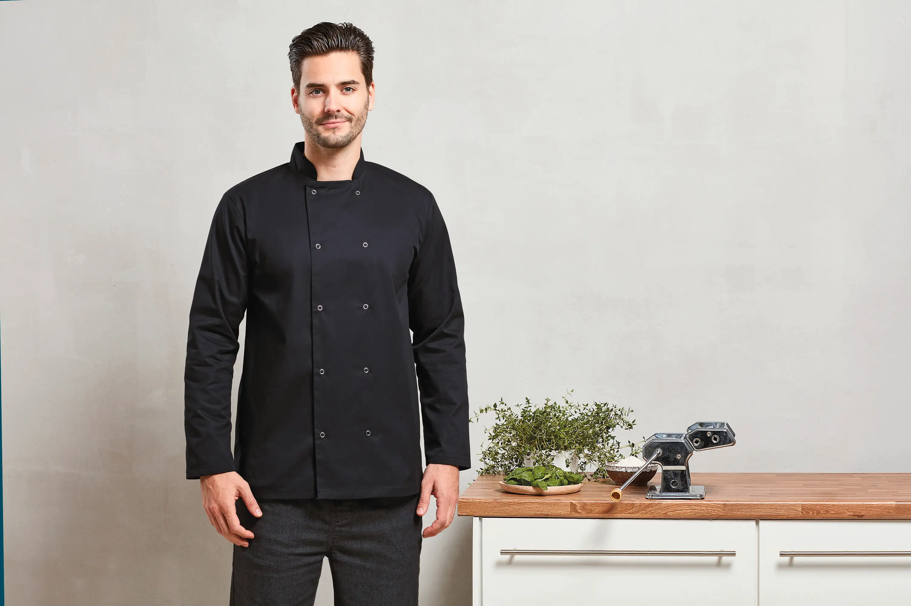 Veste de cuisine manches longues à boutons pression Premier